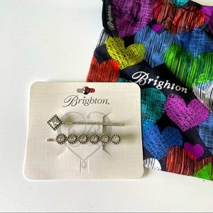 Brighton silver bobby pin style hair barrettes, set of 2